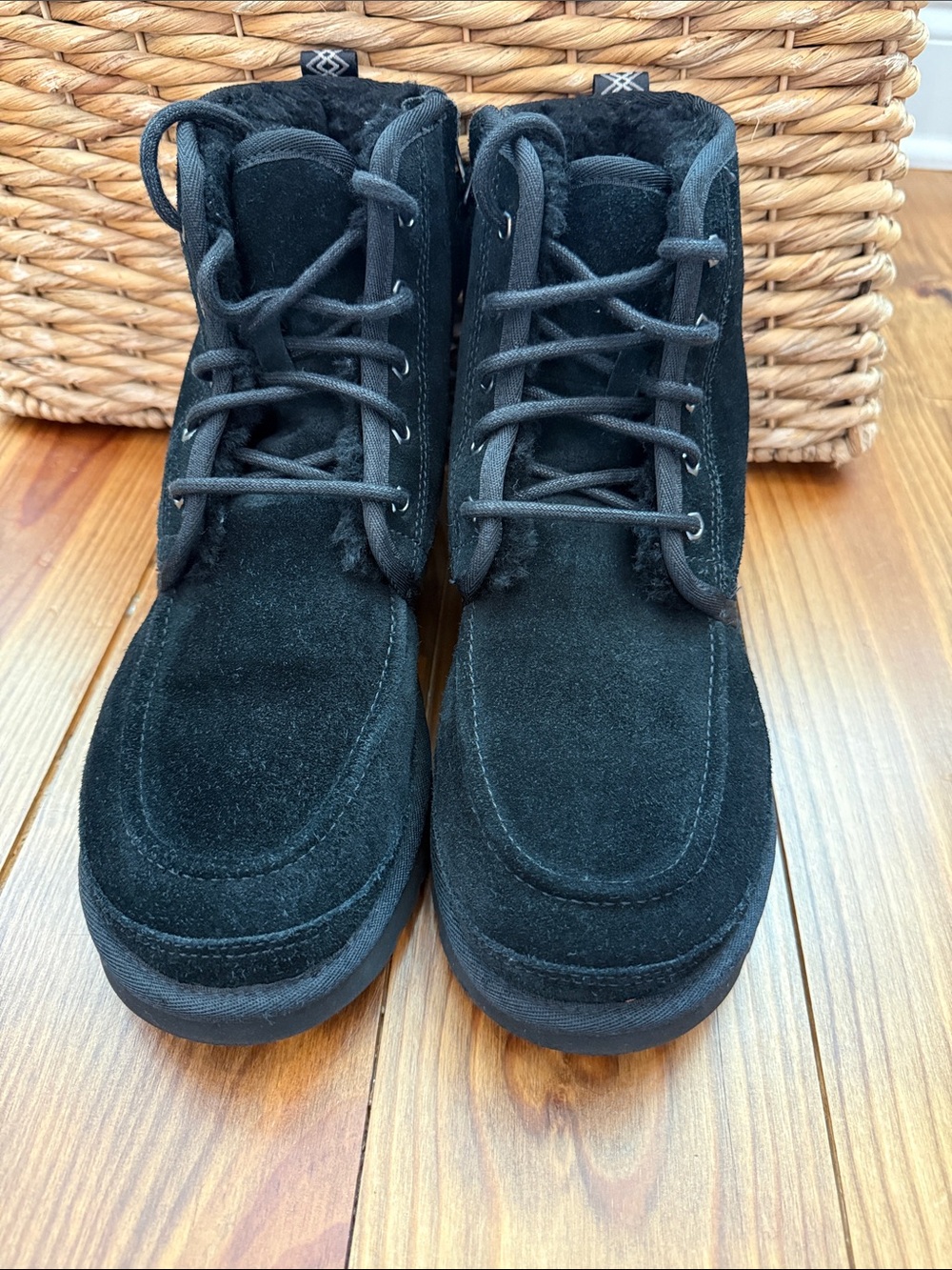 UGG Men's Neumel High Moc Black Suede Lace-Up Boots - Size 9